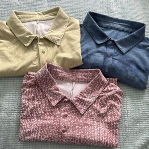 Men’s Lululemon Evolution and Snap Front Performance Short Sleeve Shirts, XL